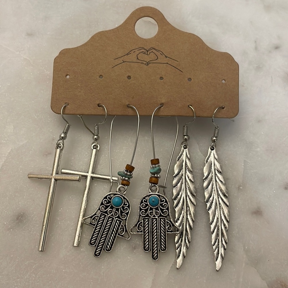 Dangle earrings, 3 pair